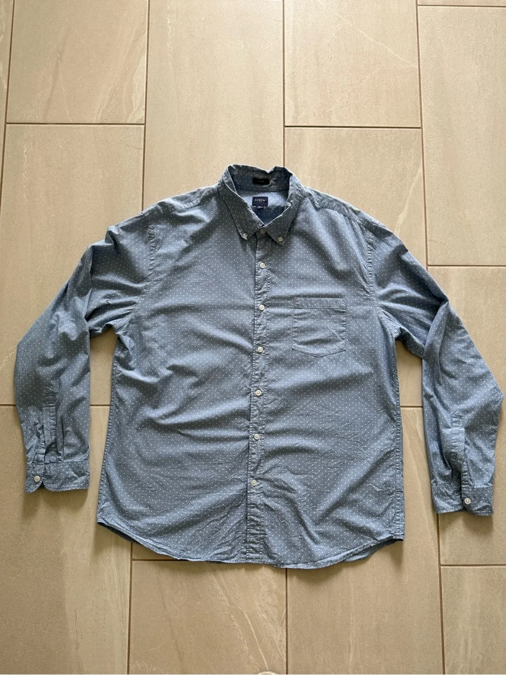J.Crew Slim Fit XL Blue White Dot Button Down Shirt Mens Long Sleeve